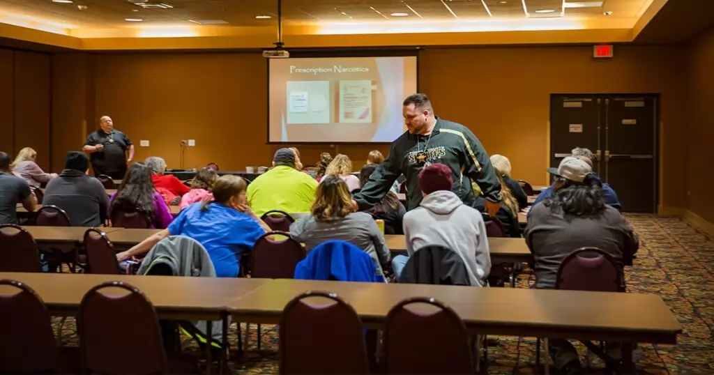 The Forest County Drug Task Force spoke with community members on Feb. 20, 2018, at the Potawatomi Carter Casino Hotel (PCCH) about drug use and crime in the Forest County area as well as in the surrounding counties. Tom Robinson and Tony Crum, Forest County Sheriff’s Department drug task force investigators, presented this in- depth presentation about the epidemic that is not only affecting the nation as a whole but also the very county and towns where we live.