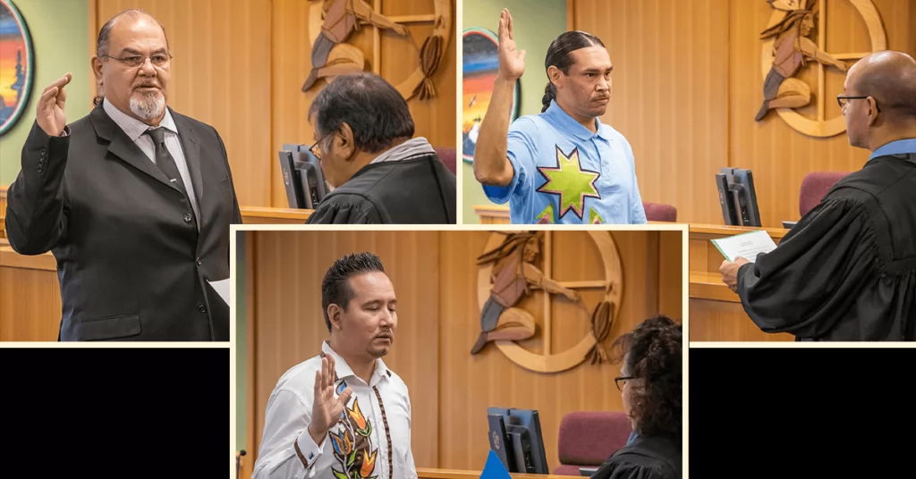Swearing in for Forest County Potawatomi (FCP) Chairman and two Council Members took place in the FCP Tribal Court room on Nov. 4, 2019.