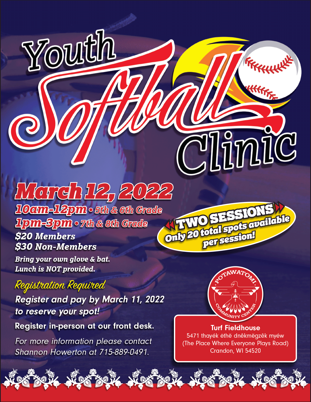 Youth Softball Clinic Forest County Potawatomi