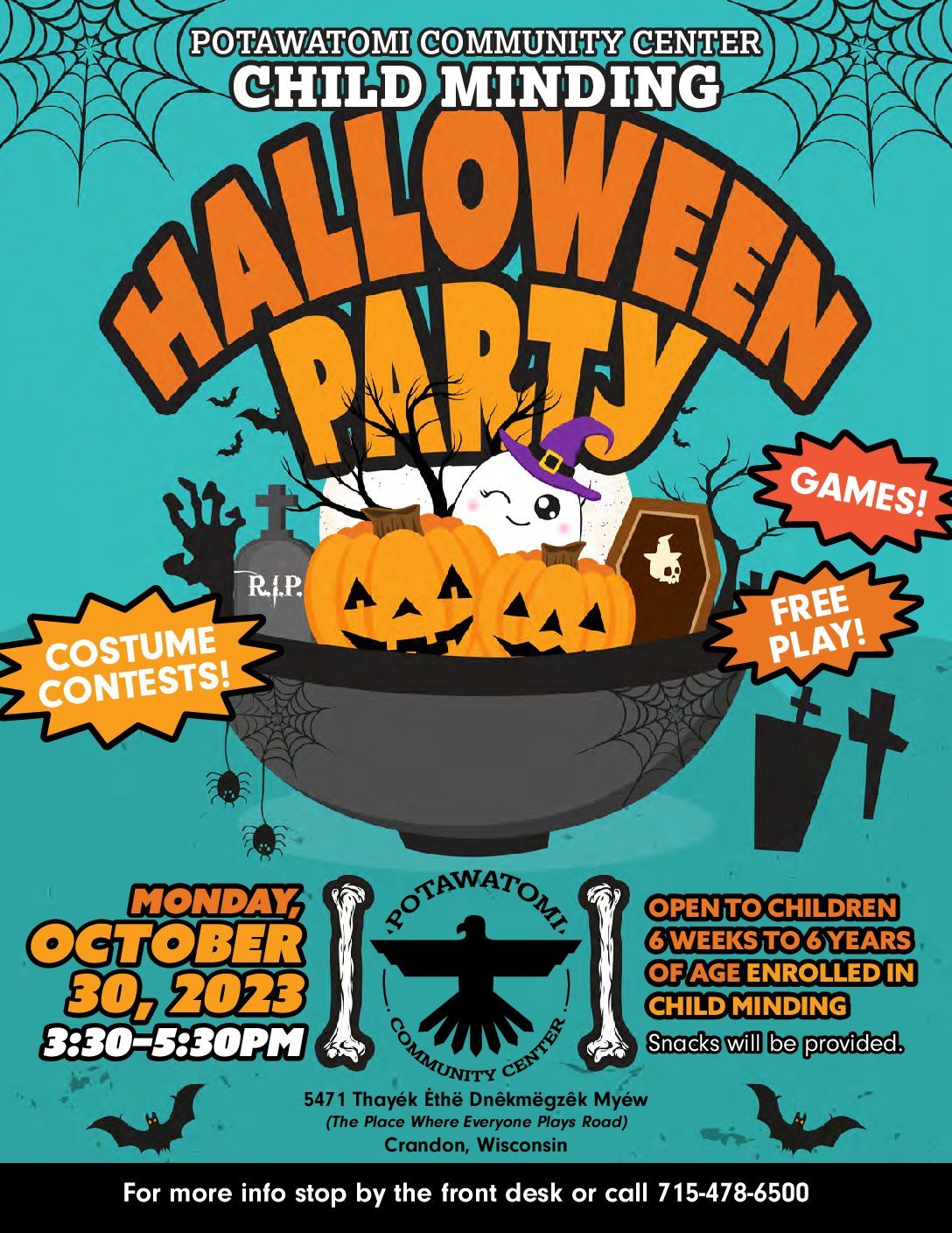 Child Minding Halloween Party Forest County Potawatomi